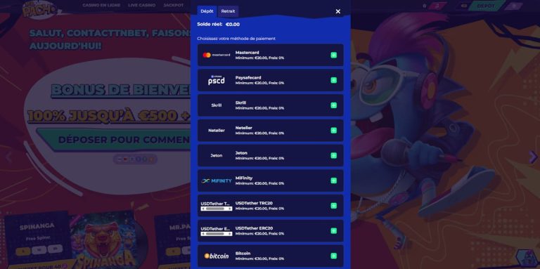 moyens paiement pacho casino